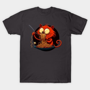 Cute cate eating spaghetti T-Shirt